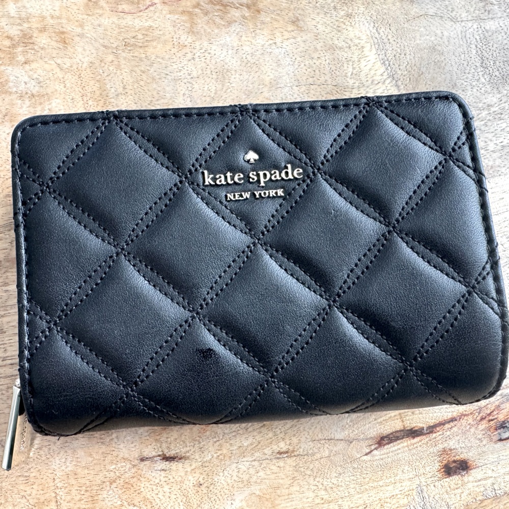 Black Kate Spade Medium Bifold Leather Wallet